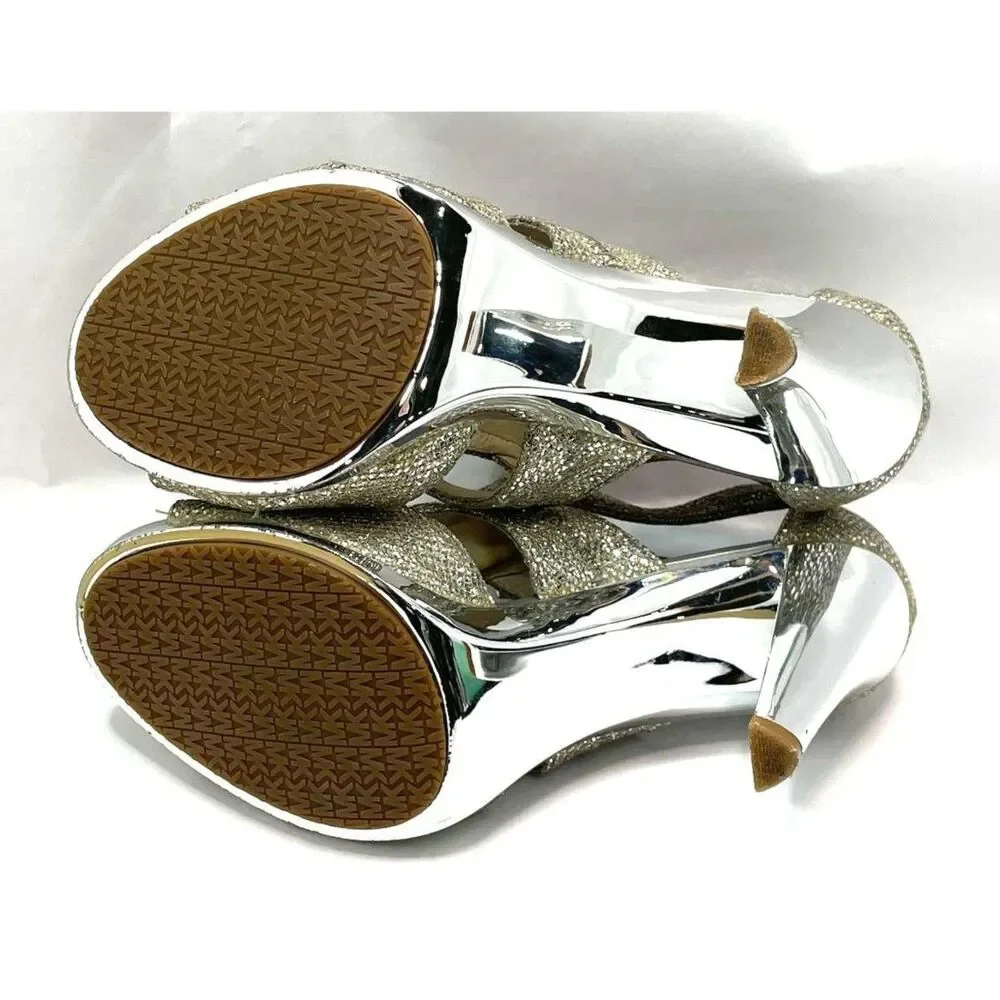 Michael Kors Silver Berkley T-Strap Sandals Size 6.5M